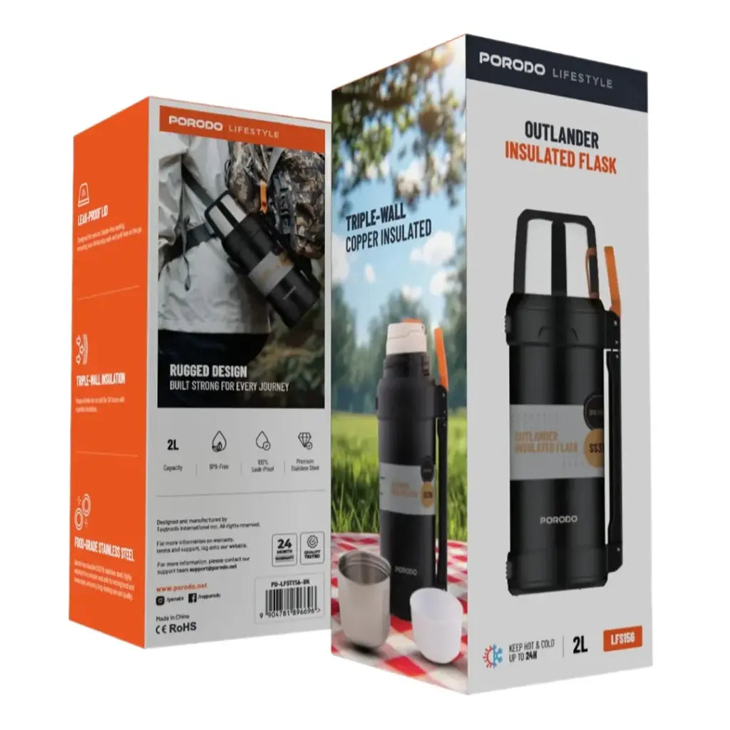 Porodo Lifestyle Outlander Insulation Flask - Black