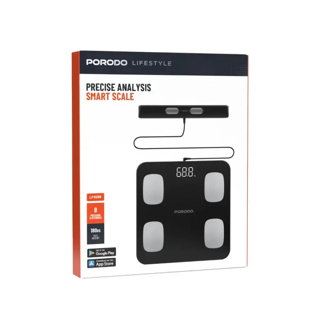 Porodo Lifestyle Precise Analysis Smart Scale - Black Porodo Lifestyle Precise Analysis Smart Scale - Black