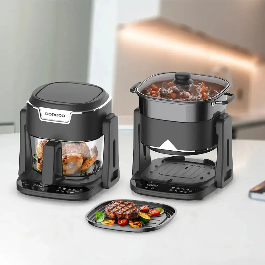 Porodo Lifestyle Quick Flip 3-In-1 Air Fryer | Grill | Hot Pot 4.5L - Black Porodo Lifestyle Quick Flip 3-In-1 Air Fryer | Grill | Hot Pot 4.5L - Black