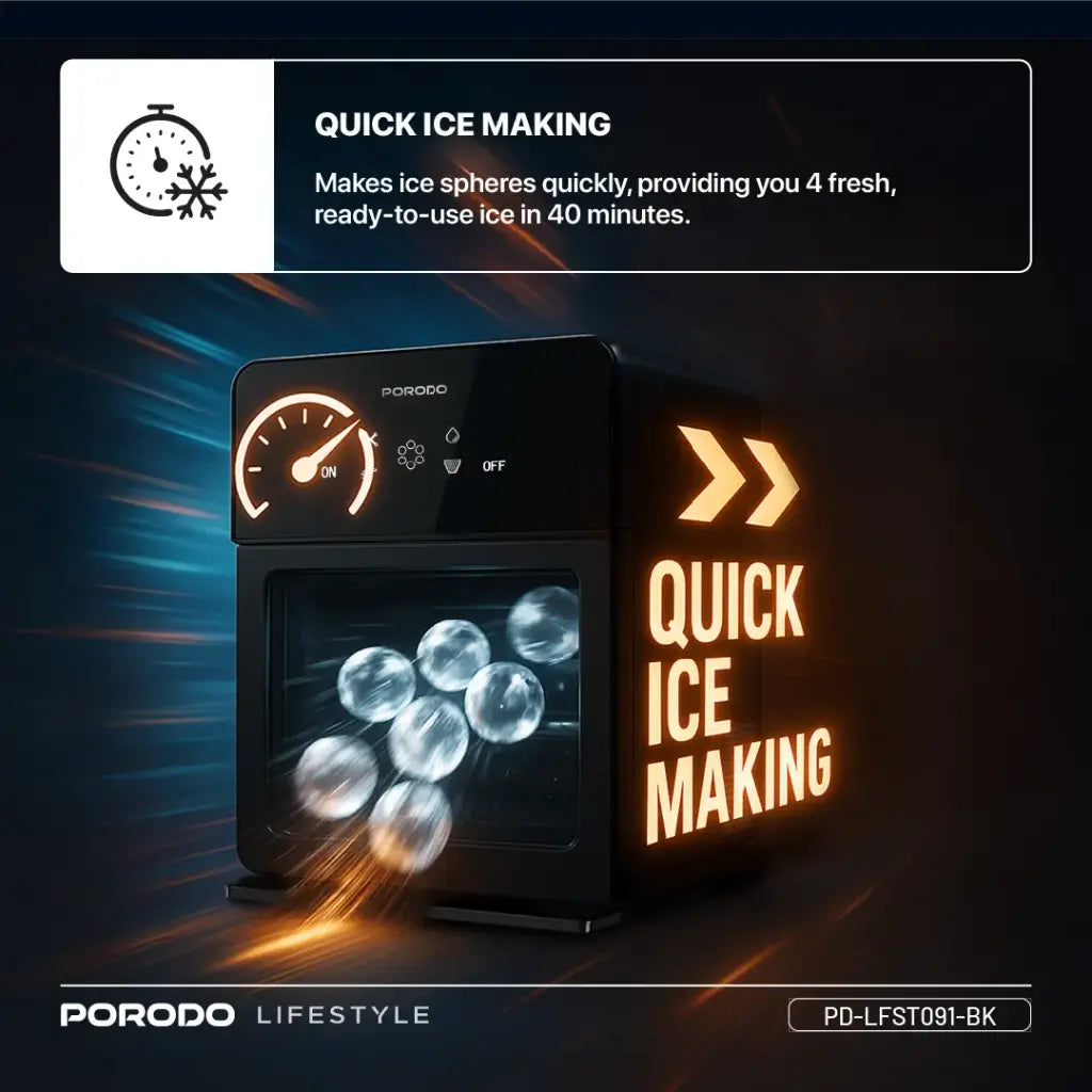 Porodo Lifestyle Sphere Ice Machine - Black Porodo Lifestyle Sphere Ice Machine - Black