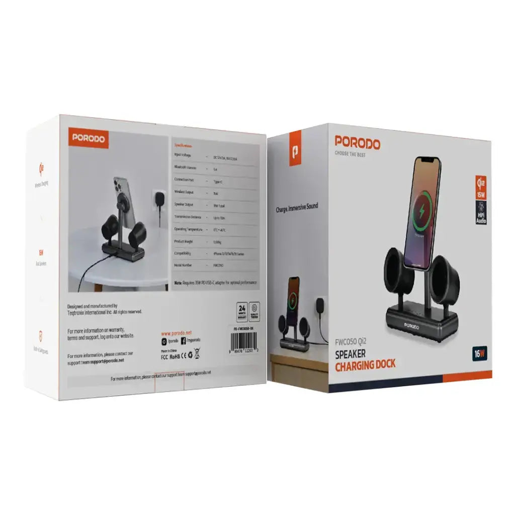 Porodo Speaker Charging Dock - Black Porodo Speaker Charging Dock - Black
