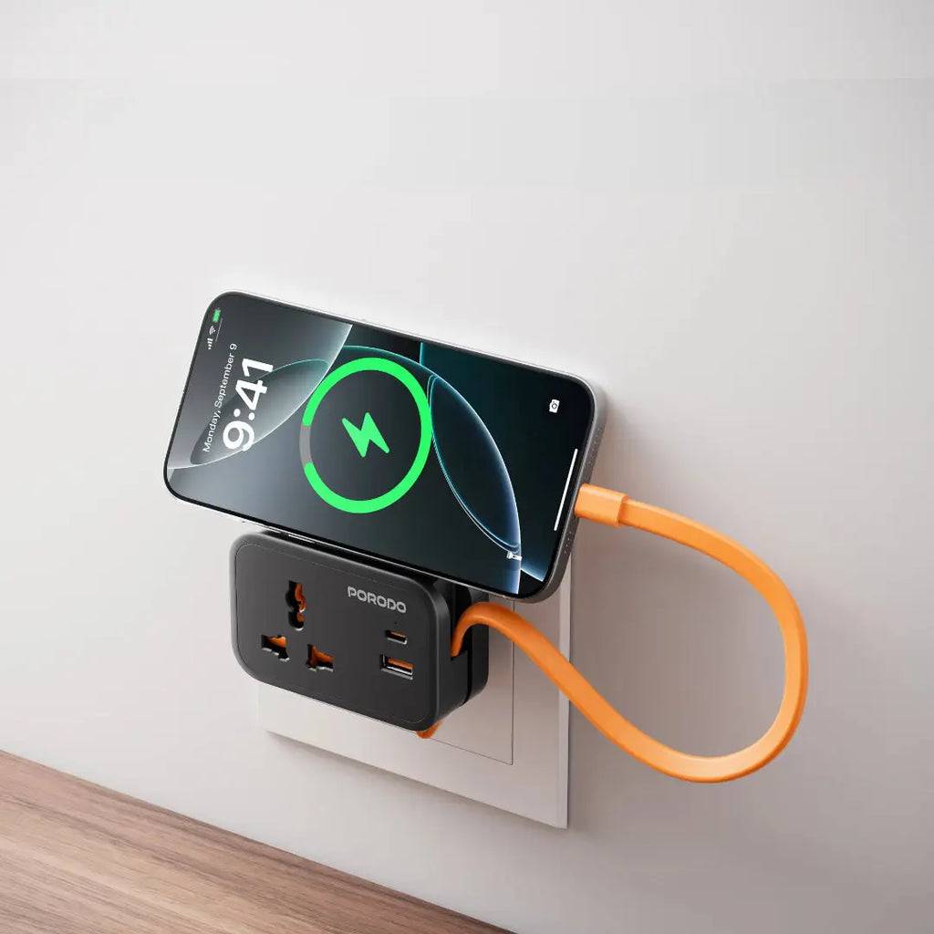 Porodo Universal Wall Socket - Black Porodo Universal Wall Socket - Black