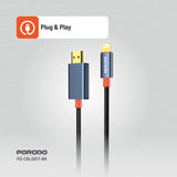 Porodo Woven Cable Lightning to HDMI - Black