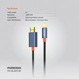 Porodo Woven Cable Lightning to HDMI - Black