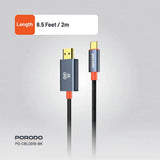 Porodo Woven Cable Type-C to HDMI - Black Marhaba International
