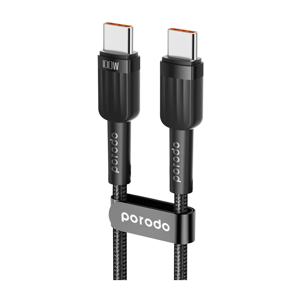 شاحن سيارة Porodo ثنائي المنفذ 50 وات PD 20 وات QC 30 وات مع كابل C إلى C - أسود
