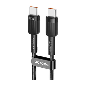 شاحن سيارة Porodo ثنائي المنفذ 50 وات PD 20 وات QC 30 وات مع كابل C إلى C - أسود