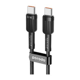 شاحن سيارة Porodo ثنائي المنفذ 50 وات PD 20 وات QC 30 وات مع كابل C إلى C - أسود