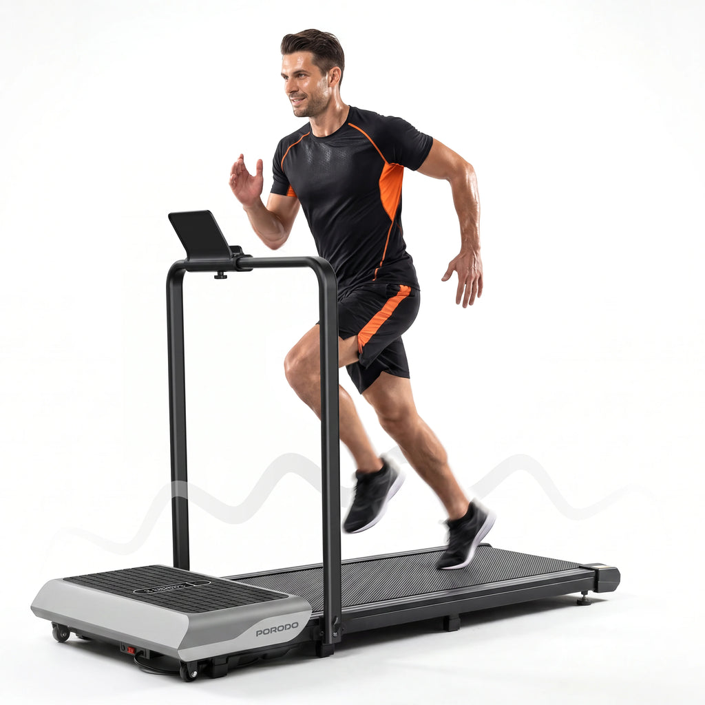 Porodo Athlete Dual-Function Treadmill with Vibration Training Black Qatar