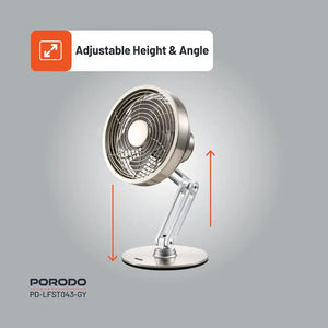 Porodo Lifestyle Metal Desk Fan - Gray