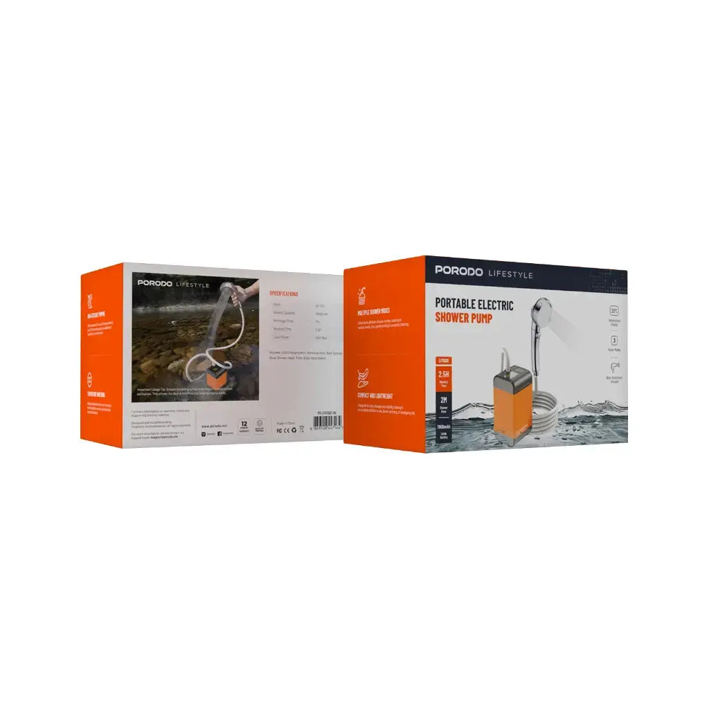 Porodo Lifestyle Portable Electric Shower Pump - Orange Porodo Lifestyle Portable Electric Shower Pump - Orange