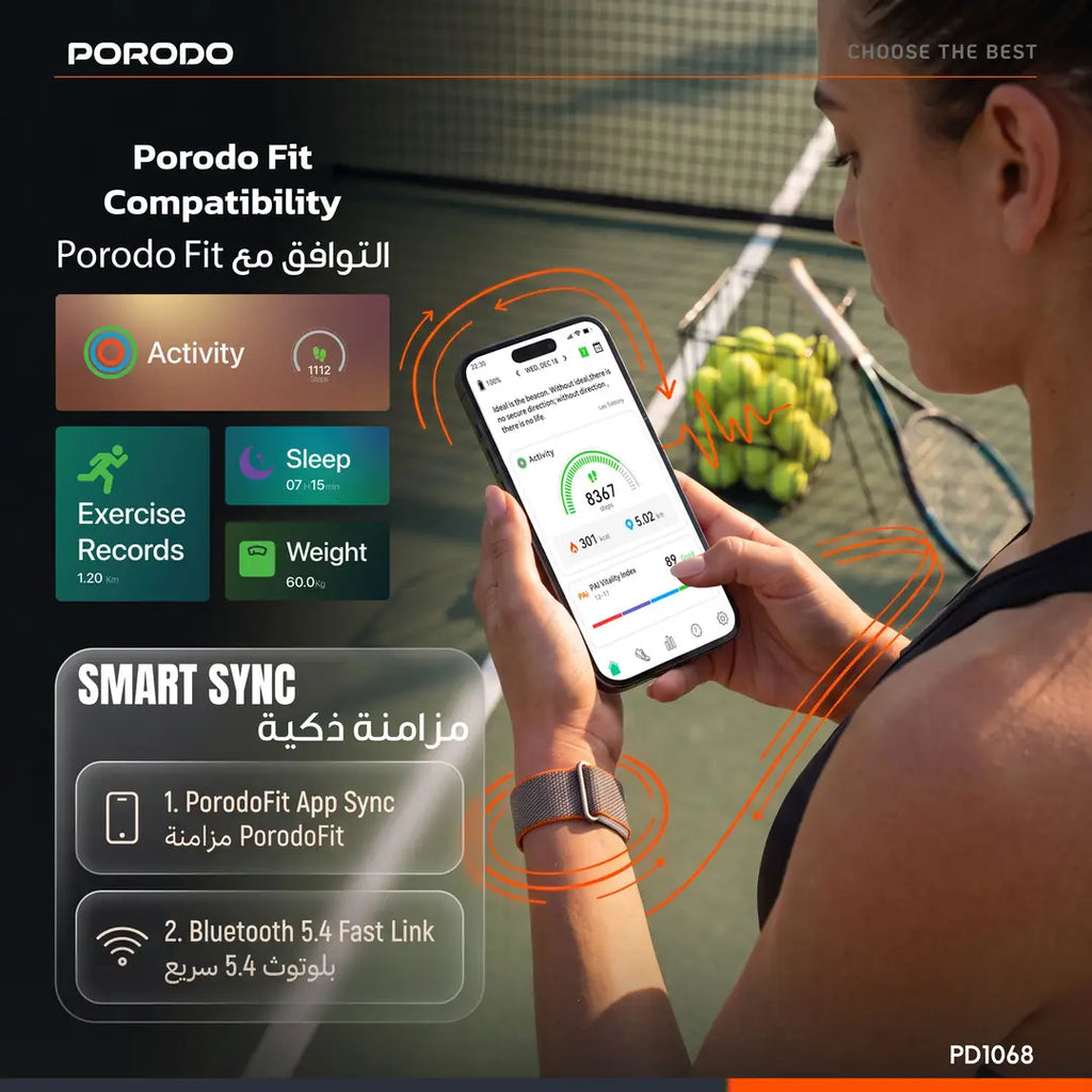 Porodo TrackFit Evo Fitness Tracking Band with Adjustable Strap