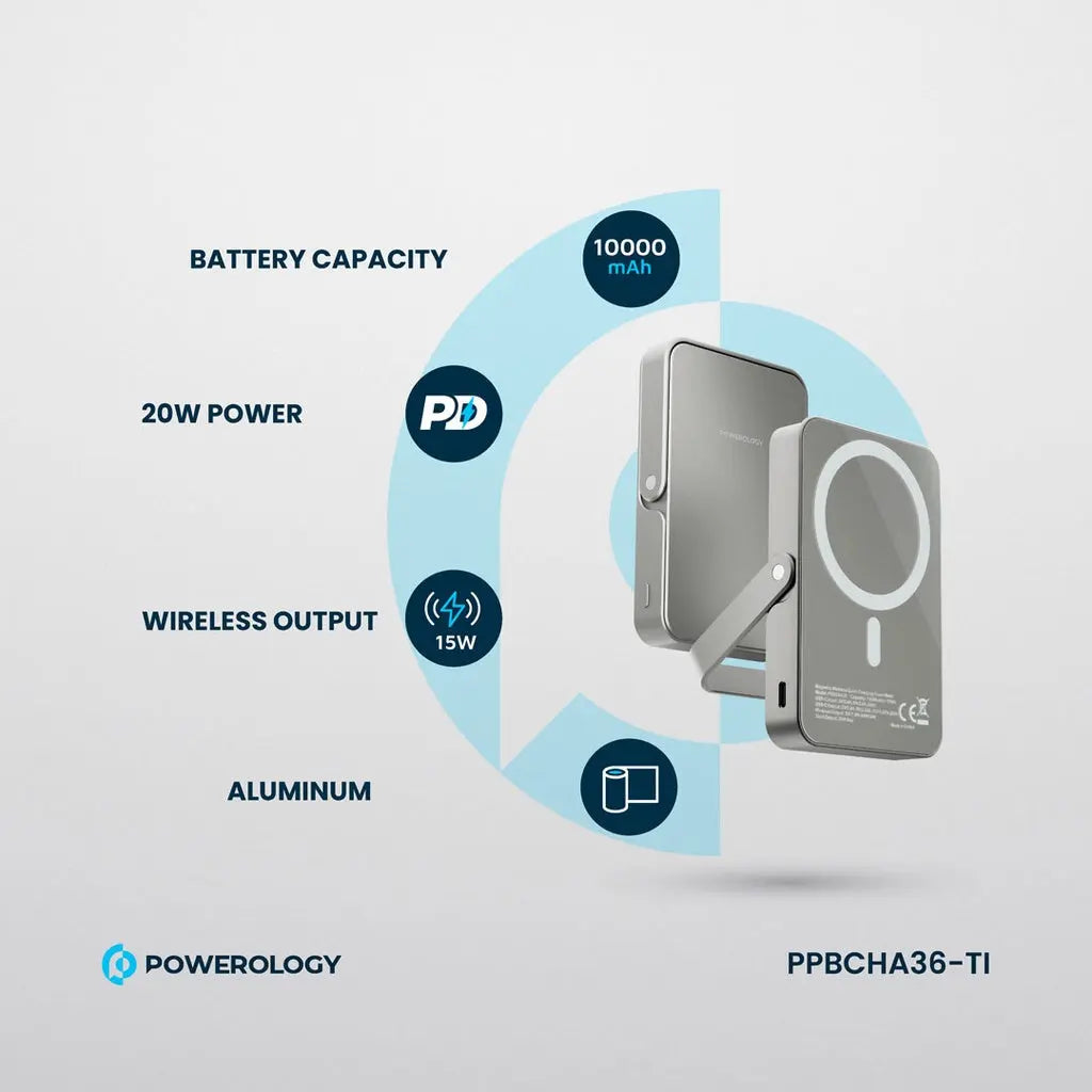 Powerology 10000mAh MagSafe Power Glass Surface Powerology 10000mAh MagSafe Power Glass Surface