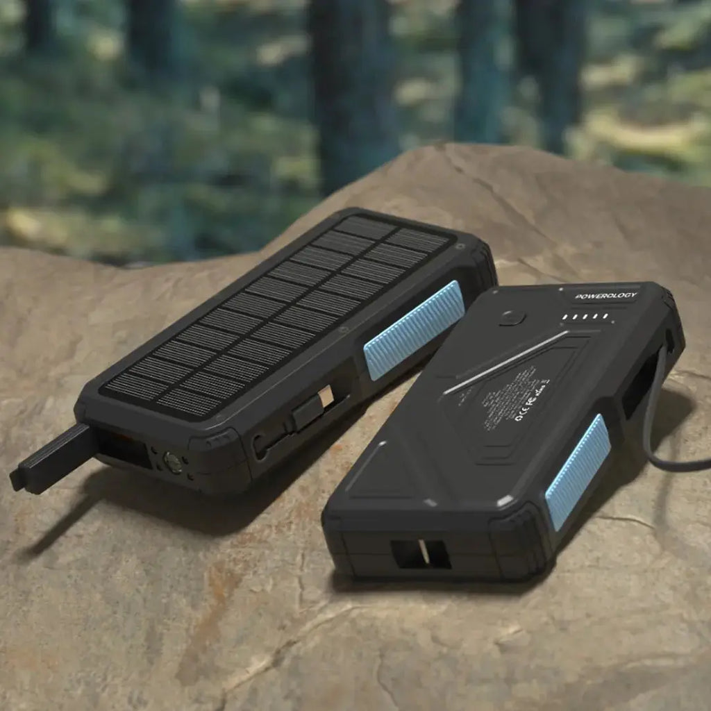 Powerology 20000mAh Solar Wireless Charging Power Bank - Black Powerology 20000mAh Solar Wireless Charging Power Bank - Black