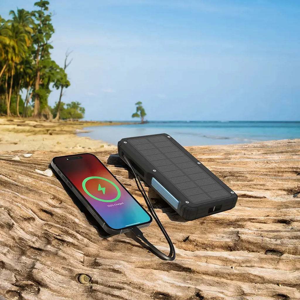 Powerology 20000mAh Solar Wireless Charging Power Bank - Black Powerology 20000mAh Solar Wireless Charging Power Bank - Black