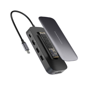 Powerology 512GB USB-C Hub & SSD Drive All-in-one Connectivity & Storage PD 100W - Gray