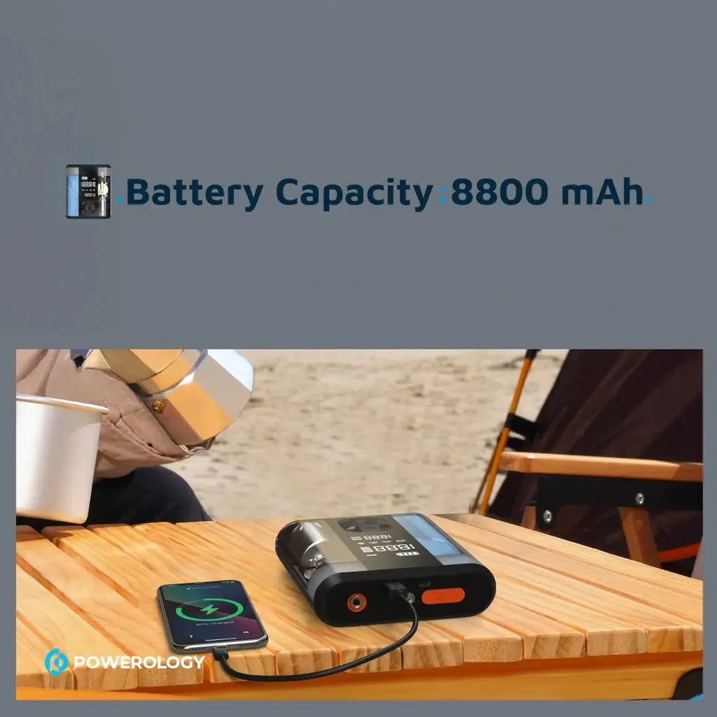 Powerology 8800mAh Jump Start Air Compressor - Transparent Powerology 8800mAh Jump Start Air Compressor - Transparent