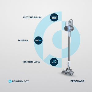 Powerology Cordless Stick Vacuum Cleaner with Detachable Battery - Dark Grey
