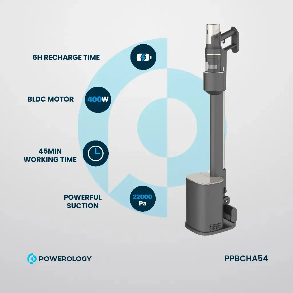Powerology Cordless Vacuum Auto-Disposal Charging - Black Powerology Cordless Vacuum Auto-Disposal Charging - Black