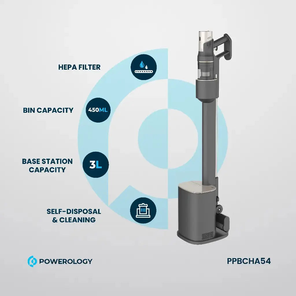 Powerology Cordless Vacuum Auto-Disposal Charging - Black Powerology Cordless Vacuum Auto-Disposal Charging - Black