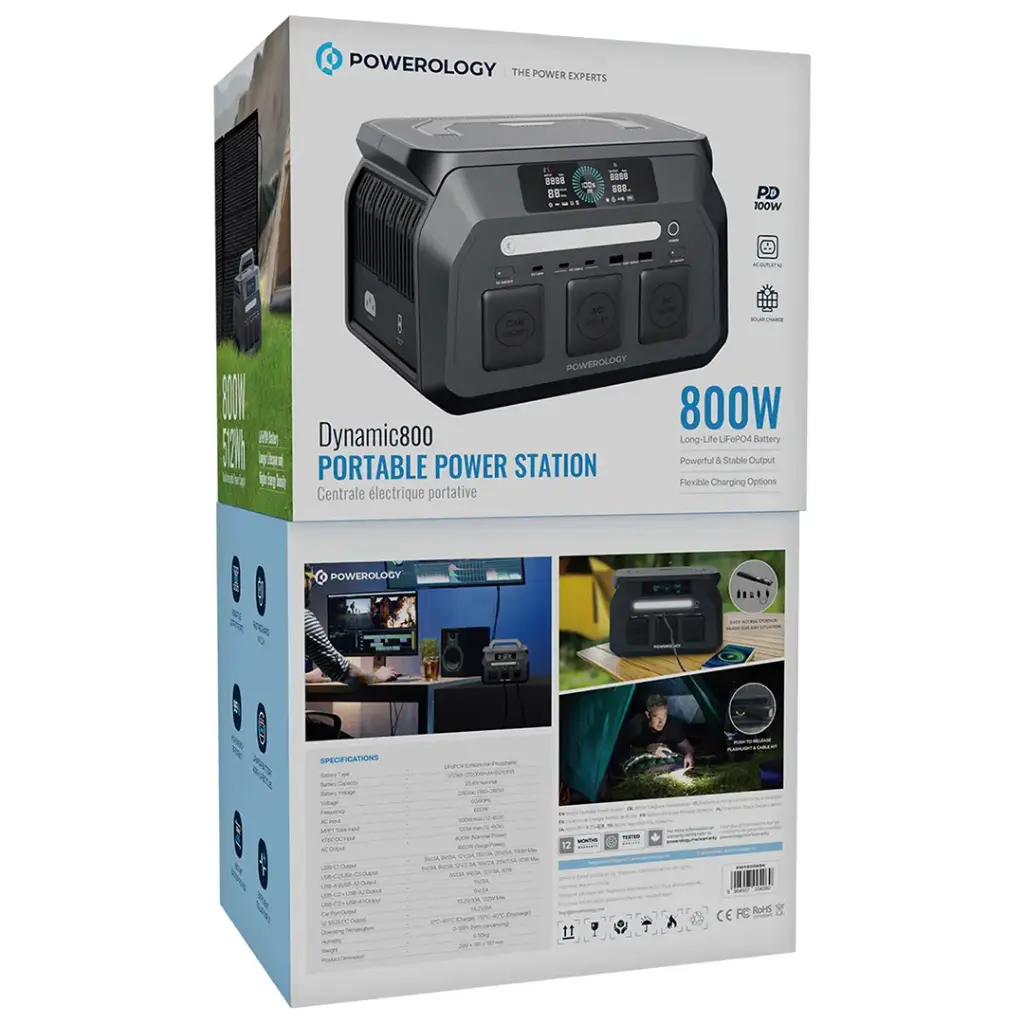 Powerology Dynamic800 Portable Power Station 800W - Black