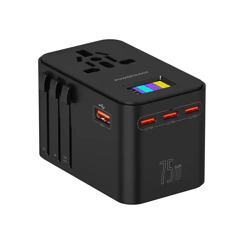 Powerology GaN 75W Universal Charger - Black Powerology GaN 75W Universal Charger - Black