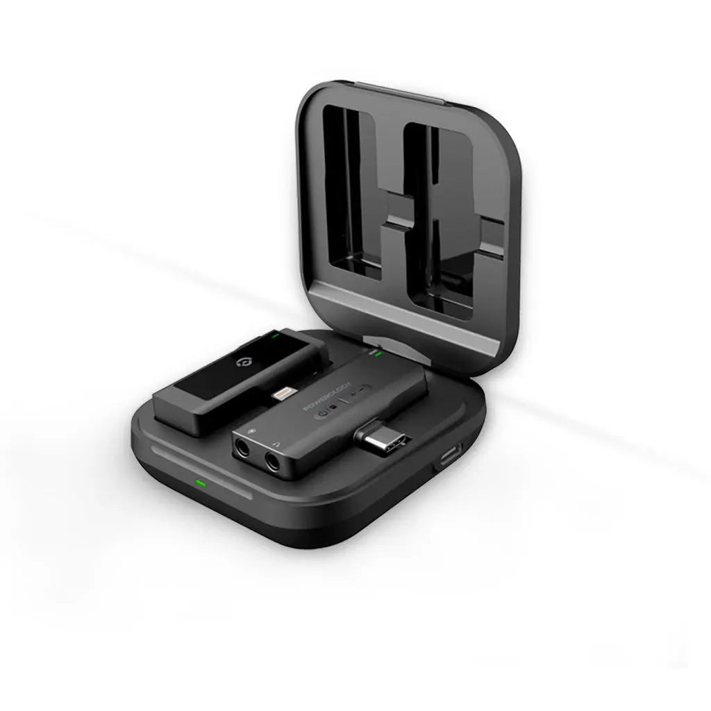 Powerology MFI Dual Connector Wireless Lavalier Microphone x1 Mic 1000mAh - Black Powerology MFI Dual Connector Wireless Lavalier Microphone x1 Mic 1000mAh - Black