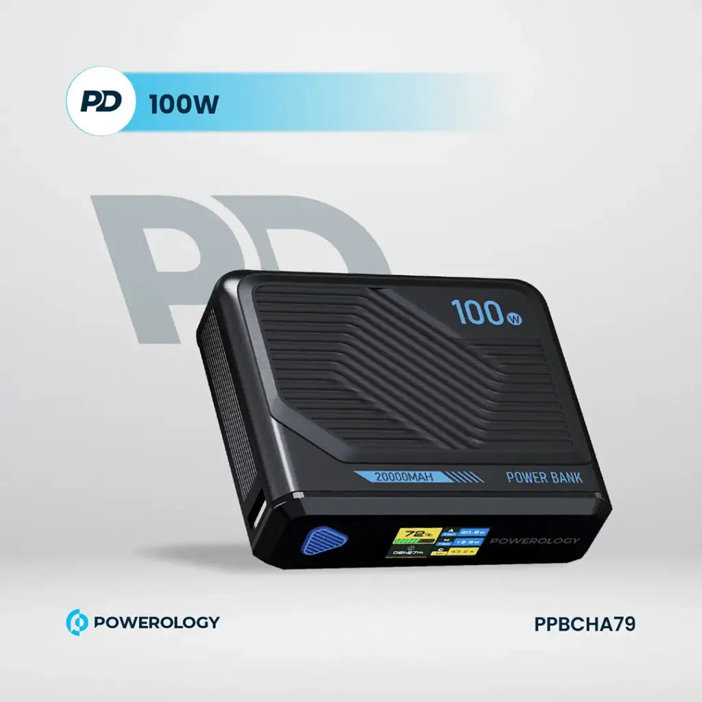 Powerology Ultra Mini 20000mAh Power Bank - Black