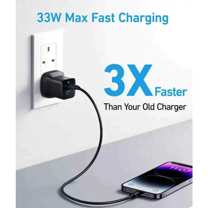 Anker 323 Charger With USB-C To USB-C Cable Black (B2331K11) Anker 323 Charger With USB-C To USB-C Cable Black (B2331K11)