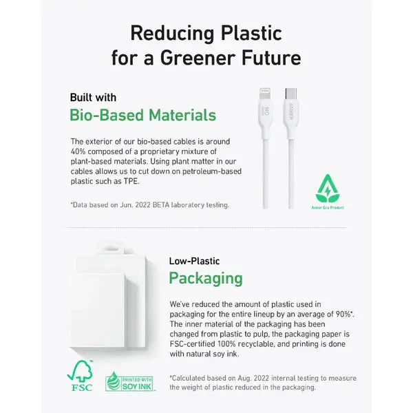 Anker 542 USB-C to Lightning 3ft Bio-Based Cable – (A80B1H11) Anker 542 USB-C to Lightning 3ft Bio-Based Cable – (A80B1H11)